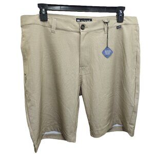 NWT TravisMathew LORETO HYBRID POLY/SPAN KHAKI STRIPE 4 WAY STRETCH SHORTS 40